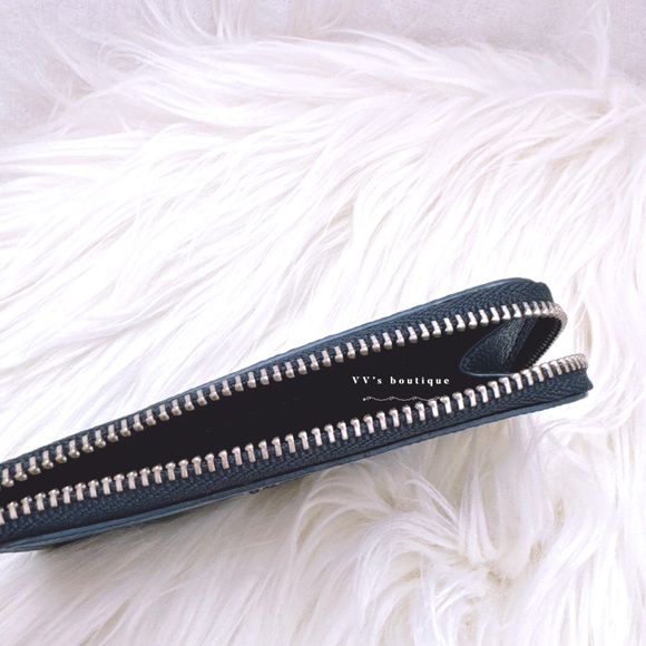 NWT Coach Men Caviar Leather L Zip Card Holder Wallet Light Denim 66832 RARE - Picture 4 of 5